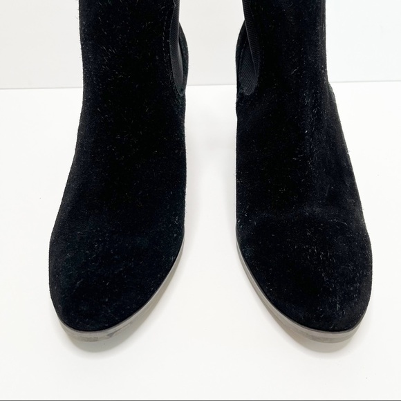 LUCKY BRAND Parsia black suede leather Heeled Pull On Ankle boots Size 8 - Picture 4 of 11